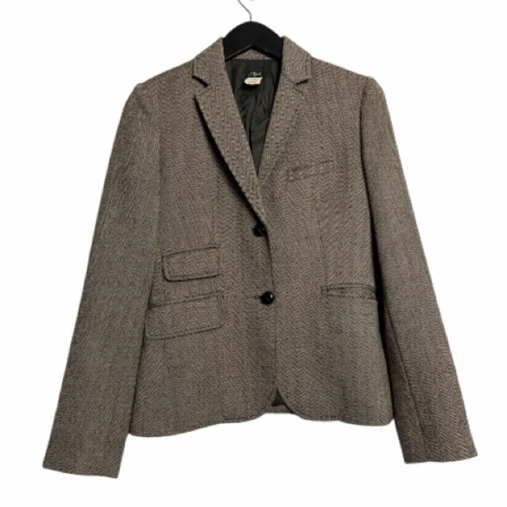 J. Crew Herringbone Blazer Brown Tan Wool Size 2